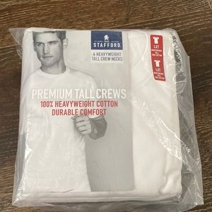 Tall crew new 100% heavyweight cotton white tshirts.  Large tall. 4 in pack